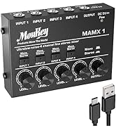 Moukey Mini Audio Mixer Line Mixer, DC 5V, 4-Stereo Ultra, Low-Noise 4-Channel for Sub-Mixing, fo...