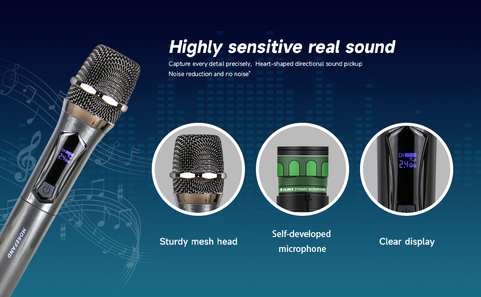 Wireless Karaoke Microphone Pro, Dynamic, Plug &amp;amp; Play, Rechargeable,MKFzz14