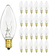 25PK C26 Christmas Light Bulbs, Replacement Incandescent Bulbs, Clear | 7 Watts, E12 Candelabra G...