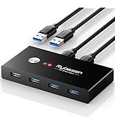 USB Switch Selector 2 Computers Sharing 4 USB Devices USB 3.0 Peripheral Switcher Box Hub for Mou...