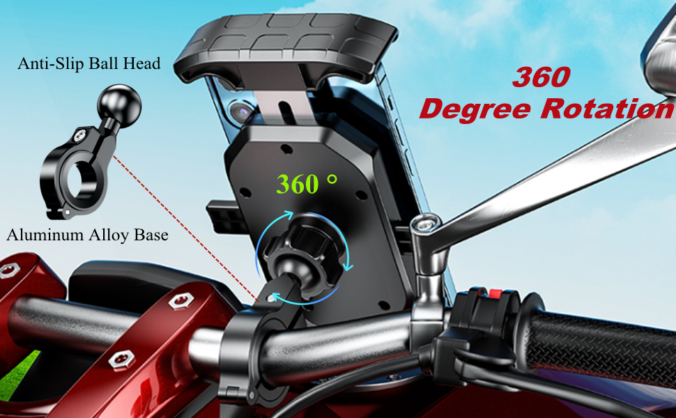 Bike phone holder with aluminum handlebar mount base