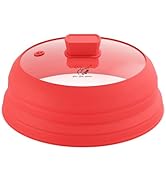 Microwave Splatter Cover Glass Cover Splatter Guard Lid with Collapsible Silicone for Food Pot Co...
