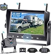 LeeKooLuu RV Backup Camera Wireless Waterproof 7'' LCD Split Screen DVR Dash Monitor Touch Key Re...