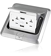 Vagueior Pop Up Floor Electrical Outlet Stainless Steel Box Kit, 5V/4.8A USB Outlet, 20A Tamper-R...