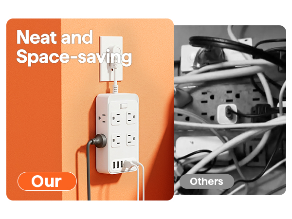 extension cord flat wall plug