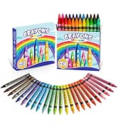 2 Box of Crayons 24 Count, Non-Toxic Crayon for Toddlers 1-3, Assorted Colored Crayons Bulk for K...