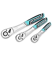 DURATECH 3-Piece Drive Ratchet, 1/4", 3/8", 1/2" 90-Tooth Quick-release Ratchet Wrench, Drive Rat...