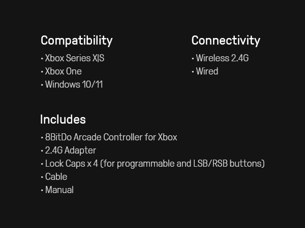 8BitDo All-Button Arcade Controller for Xbox Series X|S, Xbox One &amp; PC