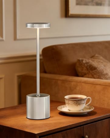 modern sliver cordless table lamp
