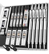 Nicpro Metal Mechanical Pencil Set, 5 PCS Art Drafting Pencils 0.3, 0.5, 0.7, 0.9 mm &amp; 2mm Graphi...