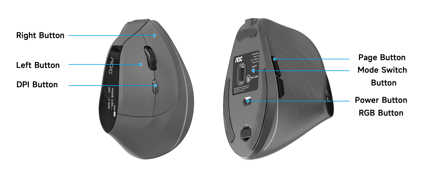 wireless vertical ergonomic mouse computer bluetooth rechargeable ergo mouse