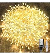 240LED 88Ft Connectable String Lights Indoor Outdoor Clear Wire | Warm White Christmas Lights | T...