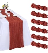 RestfulGlow 6 Pack Terracotta Cheesecloth Table Runner 10FT Boho Gauze Fabric Table Runner 35 x 1...