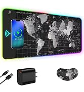 ToLuLu Wireless Charging RGB Gaming Mouse Pad, 15W LED Mouse Mat with 30W Charger, 14 Light Modes...