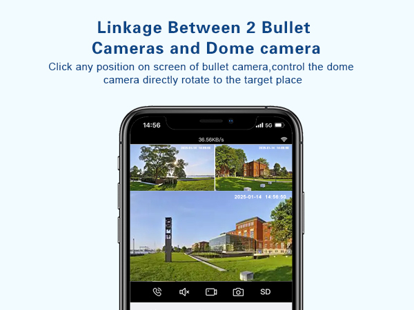 outdoor wifi camera with bullet camera and dome camera, which linkage camera, 3lens