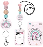 Obookey Teacher Lanyard Badge Holder - Teacher Lanyard with ID Holder, Rainbow Leopard Print Tiny...