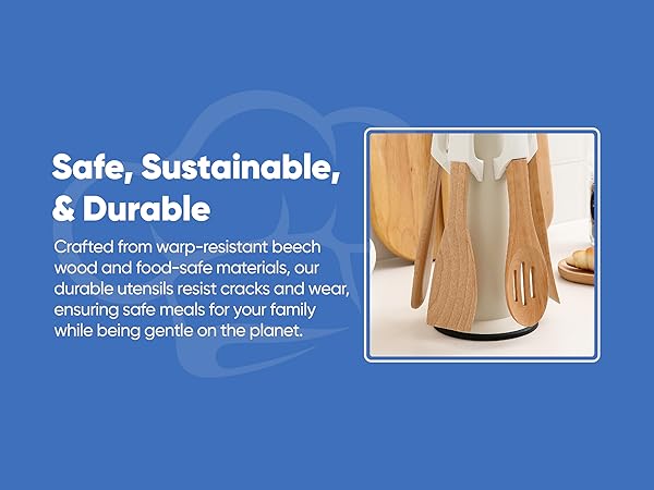 Wooden Cooking Utensils Set White 