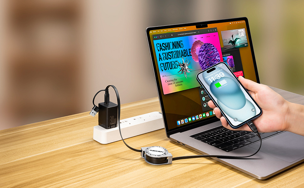 retractable Fast charging iphone charger usbc to lightning chaging cable