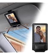 Sunglass Holder for Car Photo Holder 2 in 1 Leather Magnetic Sunglasses Holder for Tesla/Truck/Su...