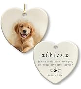 SOL VIBES Custom Dog Memorial Ornaments - Dog Remembrance Heart Ornament - Pet Loss Gifts with Cu...