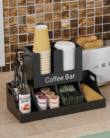 coffee station Organizer bar accessories and countertop for Pod syrup rack Tea cup condiment Small