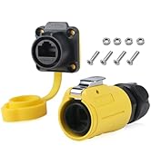 RJ45 Waterproof Connector, Cat6 RJ45 Ethernet Industrial Waterproof Connector , 8P8C Aviation Dua...