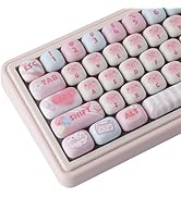TYRIXKI PBT Keycaps 138 Keys Cute Cotton Candy Keycaps Dye-Sublimation MOG Profile Pink Creamy Cu...