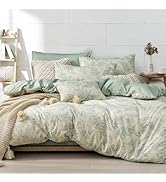 LEMIROE Botanical Cotton Comforter King Size - Dusty Green Comforter Printed with Luxrious Bluish...