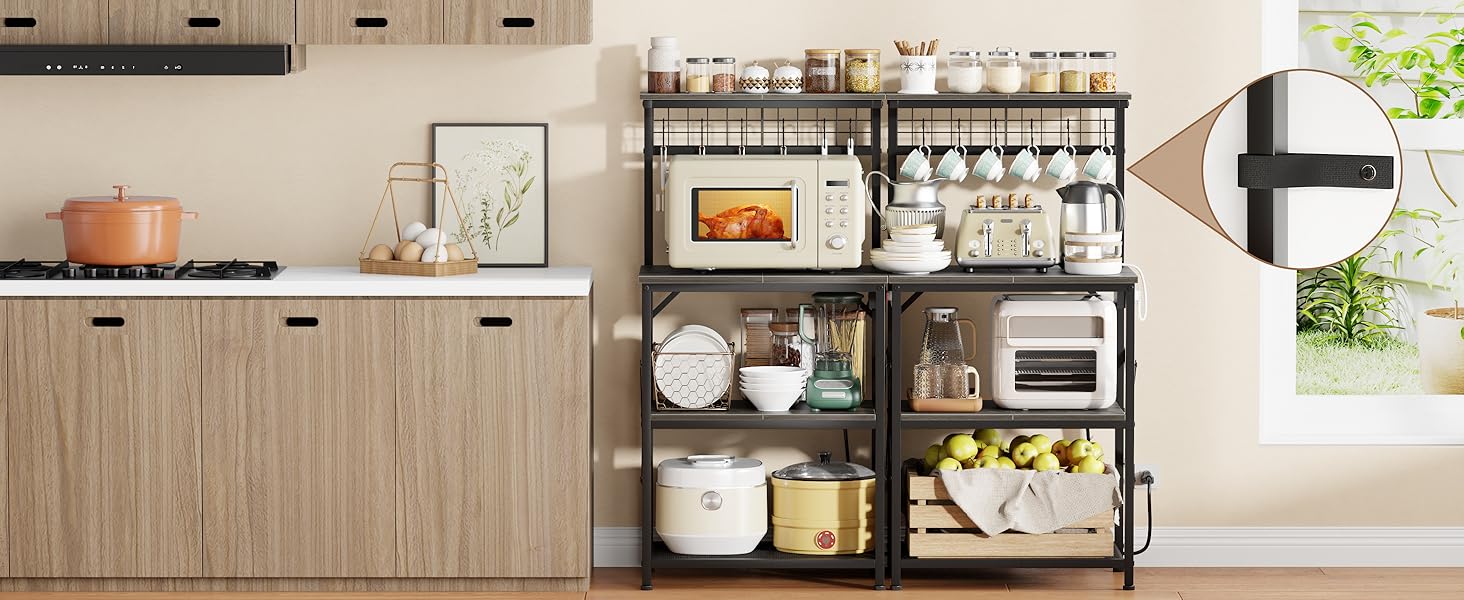 Kitchen Bakers Rack with More Storage Spaces