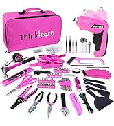 Pink Tool Set, 205 Piece Home Tool Kit with 3.6V Electric Screwdriver and Universal Sockets Tools...