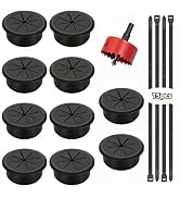 10Pcs Desk Grommet with Hole Saw,50mm Desk Cable Hole Witch 15 Zip Ties,Desk Cable Grommet Covers...