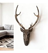 Mingzhang Deer Head Wall Decor Resin Animal Head Wall Sculpture Hanging Decoration for Home Bedro...
