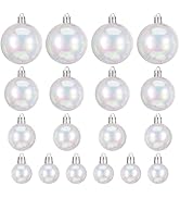 iplusmile 18pcs Iridescent Christmas Hanging Balls Plastic Xmas Tree Ornaments in Multi Color Dec...