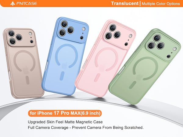 FNTCASE for iPhone 17 Pro-Max Case: Translucent Slim Matte Cover Compatible with MagSafe