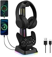 JDGPOKOO Controller Charger with RGB Headphone Stand Compatible with Nintendo Switch Pro Controll...