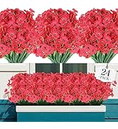 AGIRL 24 Bundles Artificial Flowers for Outdoor,No Fade Fake Plastic Flowers Faux Plants for Deco...