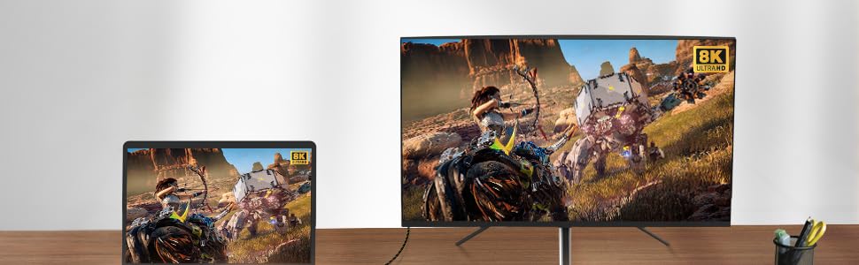 cable connecting directly from PC to TV maintaining 8K ultra HD quality