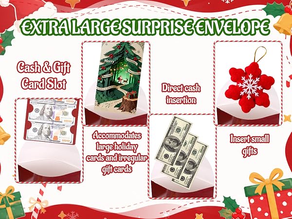 Extra Large Christmas Money Holders for Cash, Christmas Gift Card Holder