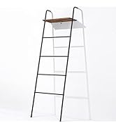 Blanket Ladder 5 Layer Wall-Leaning Blanket Rack with Shelf Decorative Blanket Ladder Shelf Metal...
