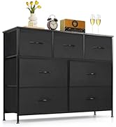 7-Drawer Dresser for Bedroom, Anti-Tip Wide Storage Organizer Fabric Chest of Drawers TV Stand fo...
