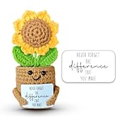 SOL VIBES Mini Sunflower Crochet Gift for Coworker Teacher Friend Boss, Going Away Retirement Goo...