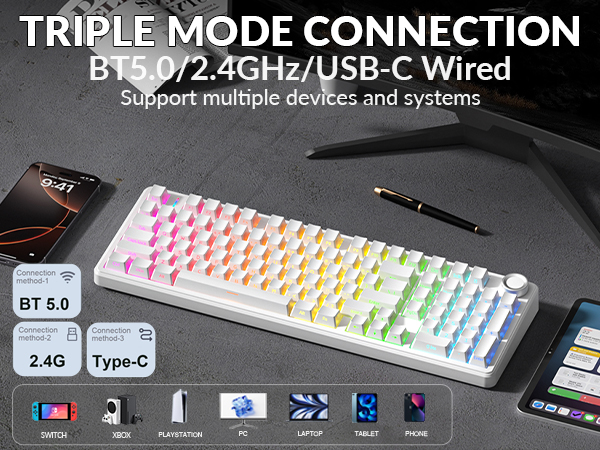 wireless keyboard mechanical keyboard office keyboard silent keyboard multi device keyboard