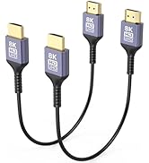 ZeniKon 8K Thin HDMI Cable 1FT 2-Pack, 48Gbps Ultra Slim HDMI Cable Flexible Short HDMI Cord 1 Fo...