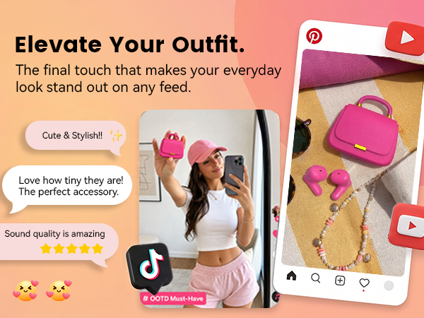 Stylish pink earbuds gift