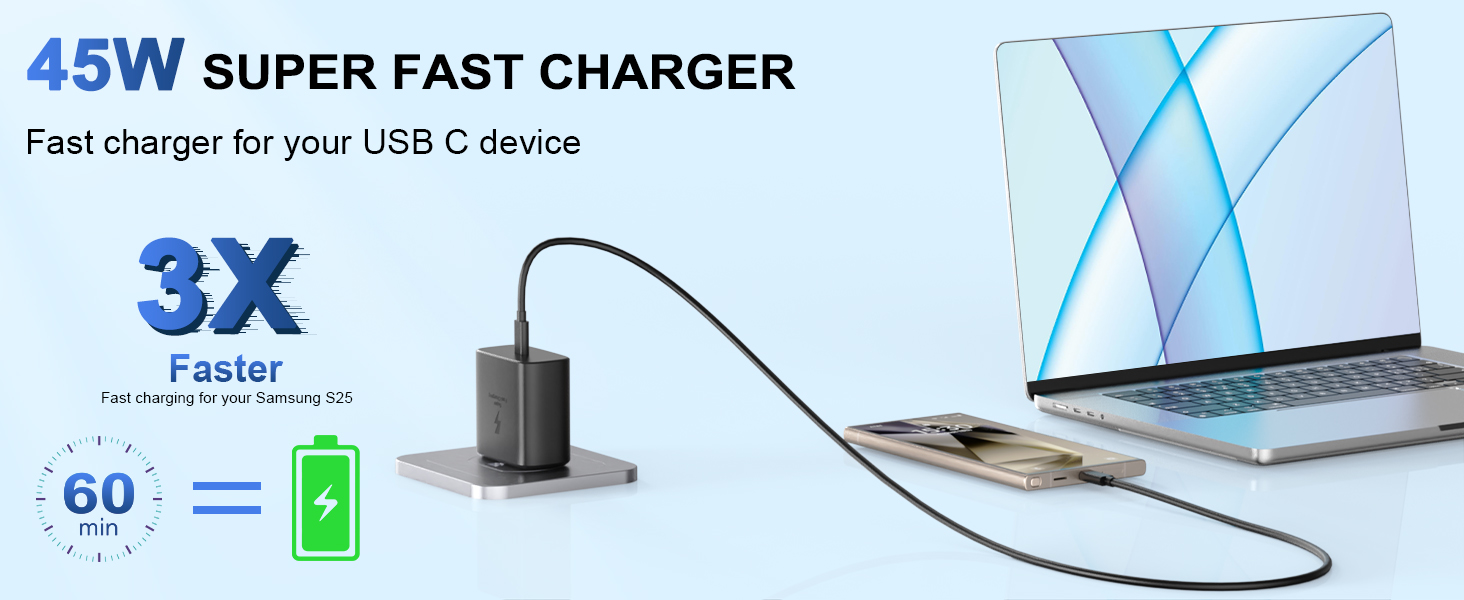 Cut down your charging time drastically with our 45W Super Fast Charger!