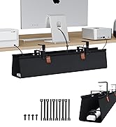 Zilink No Drill Under Desk Cable Management Tray 30" Cord Organizer for Table Clamp/Screw Mount D...