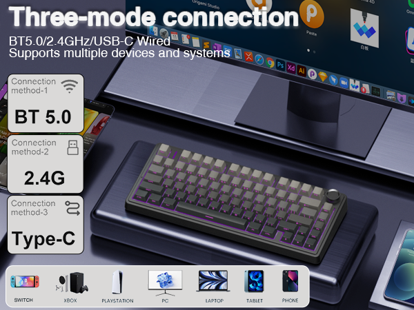 wireless mechanical keyboard bluetooth mechanical keyboard gaming usb c wired computer keyboard pc