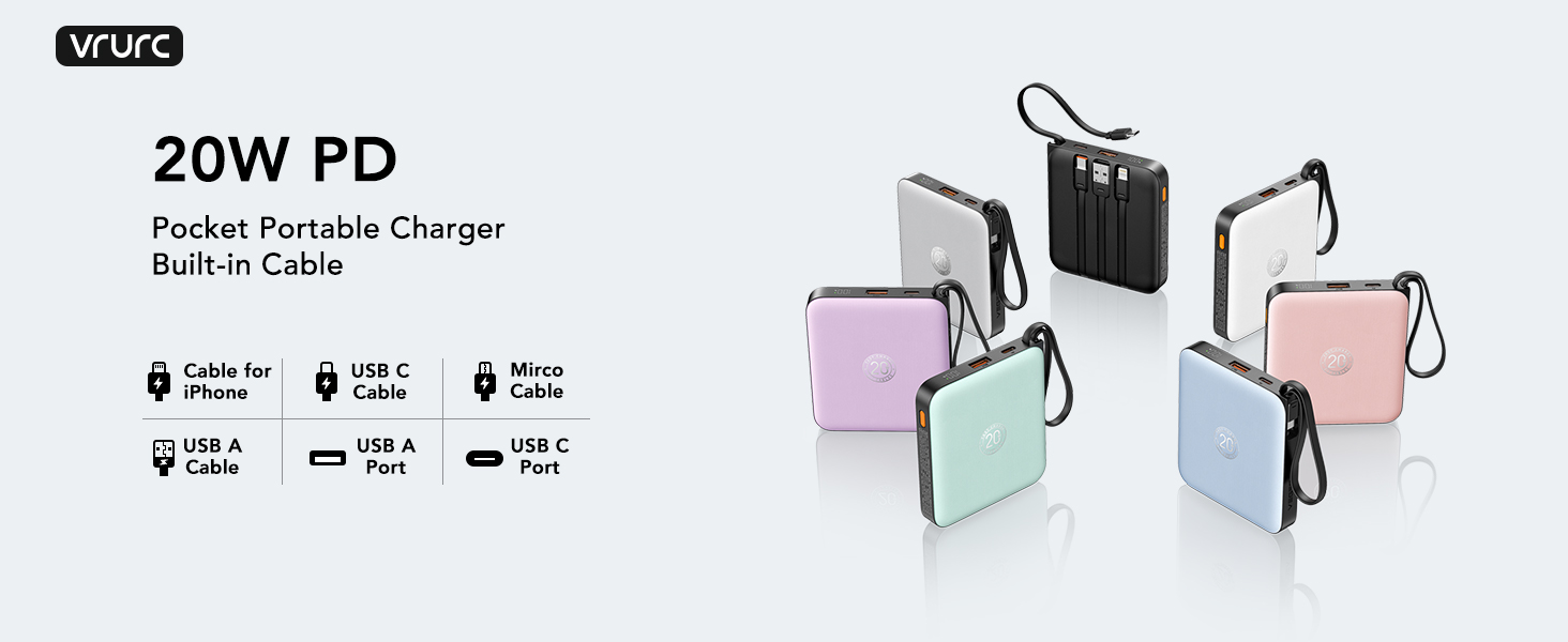 portable charger built-in cable