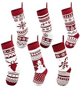 JOYIN 6 Pack 18" Knit Christmas Stockings, Large Rustic Yarn Xmas Stockings for Family Holiday De...