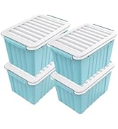 Nazhura 72 Quart Plastic Storage Bin, Stackable and Nestable Storage Boxes with Lids and Secure L...